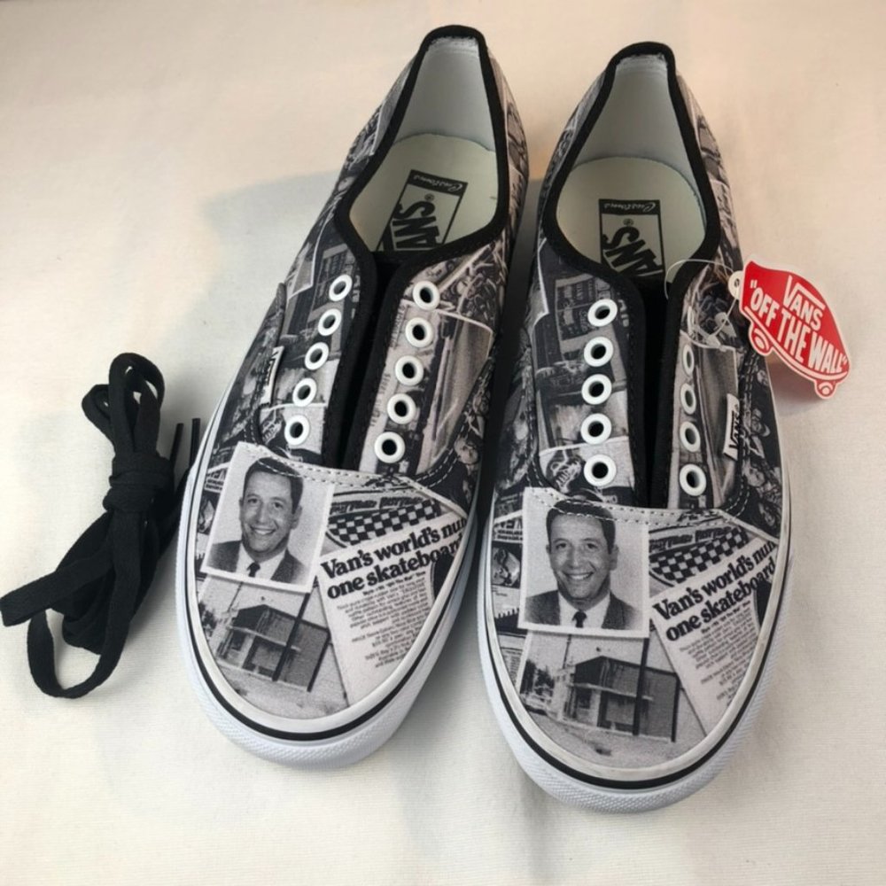 Vans Customs Newsprint Pattern Tennis Shoes - NWT - M 8 / W 9.5 - Sneakers